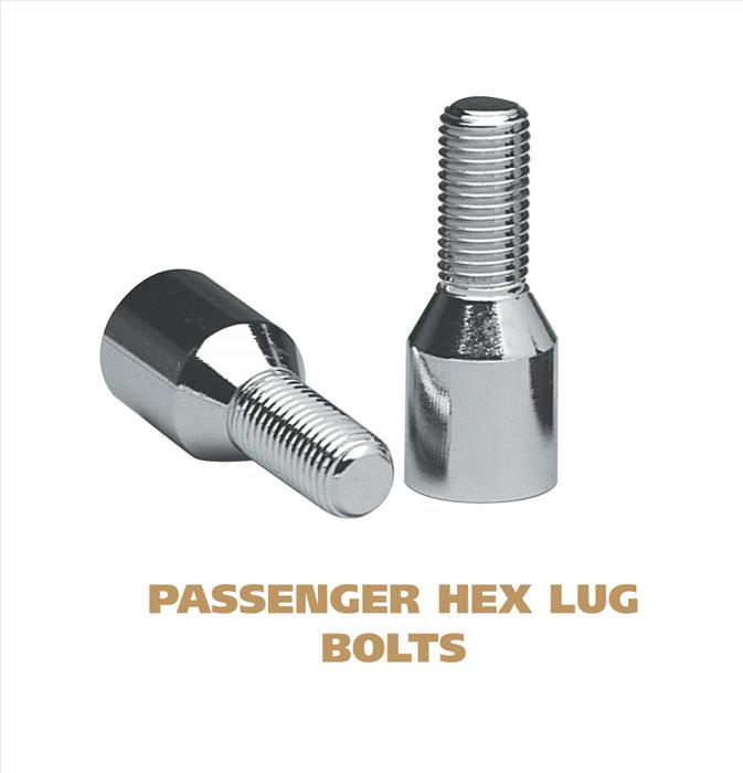 Passenger Hex Lug Bolts - 0.76 inch Diameter Chrome Plated